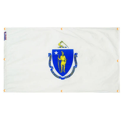 Massachusetts Flag with Grommets Along the Edges for Wall Hanging - Tampa Home & Garden Store