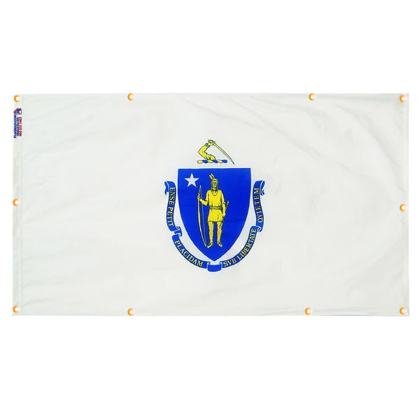 Massachusetts Flag with Grommets Along the Edges for Wall Hanging - Tampa Home & Garden Store
