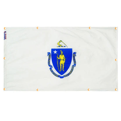 Massachusetts Flag with Grommets Along the Edges for Wall Hanging - Tampa Home & Garden Store