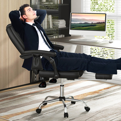 Sillón Ejecutivo Masajeador Ajustable con Reposabrazos y Reposapiés Retráctil - Negro