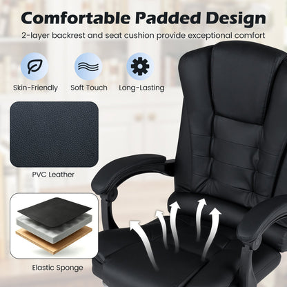 DirectDeals massage office chair with footrest and reclining backrest in black PVC leather on Tampa Home & Garden Store