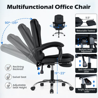 Massage Office Chair DirectDeals with footrest and reclining backrest, black on Tampa Home & Garden Store