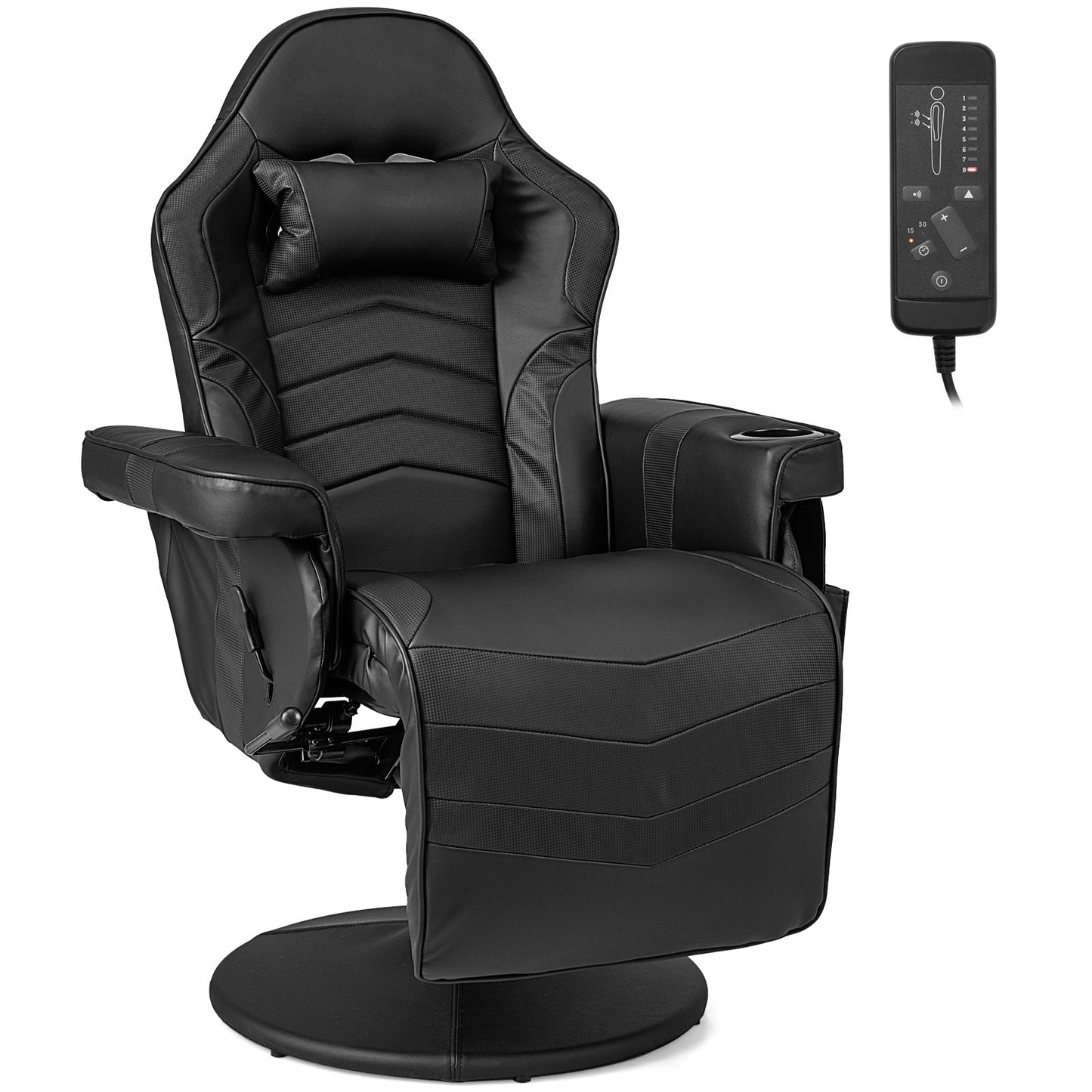 Sillón reclinable para videojuegos con masaje y altura ajustable - Rosa