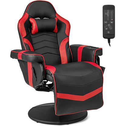 Sillón reclinable para videojuegos con masaje y altura ajustable - Rosa