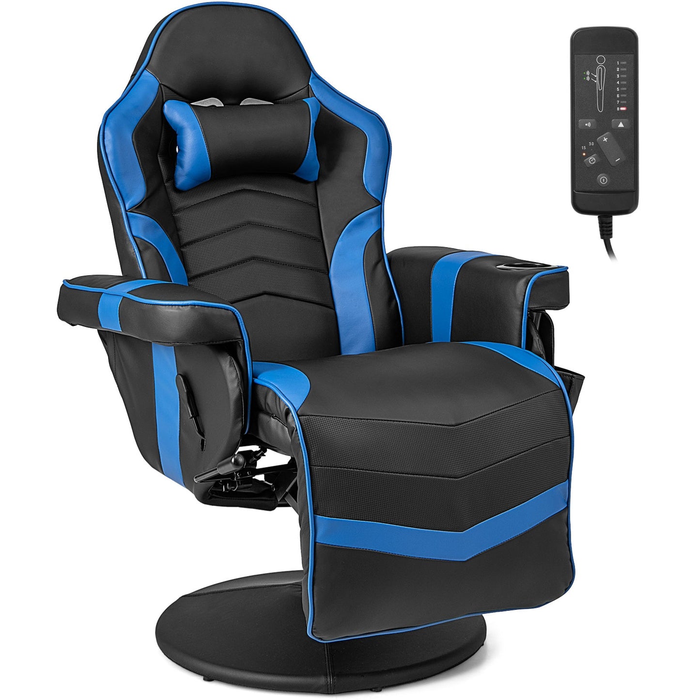 Sillón reclinable para videojuegos con masaje y altura ajustable - Rosa