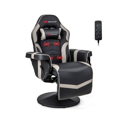 Sillón reclinable para videojuegos con masaje y altura ajustable - Rosa