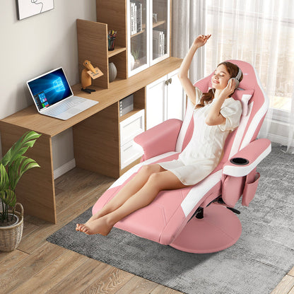 Sillón reclinable para videojuegos con masaje y altura ajustable - Rosa