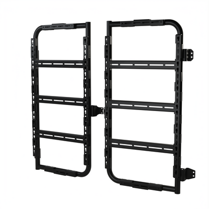 Avatar Massif Van Rear Door Storage Mounting System, black steel rack with uprights on Tampa Home & Garden Store