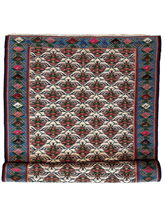 Masterpiece Vintage Persian Senneh Kilim Runner Rug 4’ x 9’ - Tampa Home & Garden Store