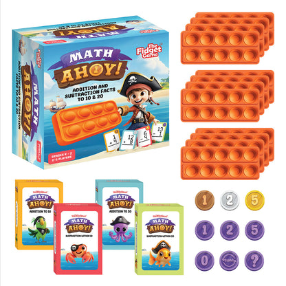 Math Ahoy! pirate math game by The Fidget Game with orange counting trays and number tokens on Tampa Home & Garden Store