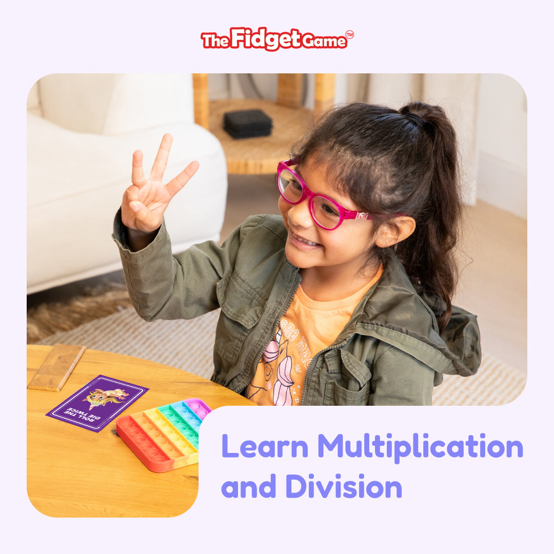 Math Card Pack Bundle educational flash cards with rainbow pop-it toy on The Fidget Games on Tampa Home & Garden Store