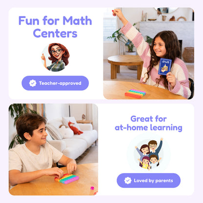Math Card Pack Bundle educational flash cards by The Fidget Games; kids use rainbow blocks on Tampa Home & Garden Store