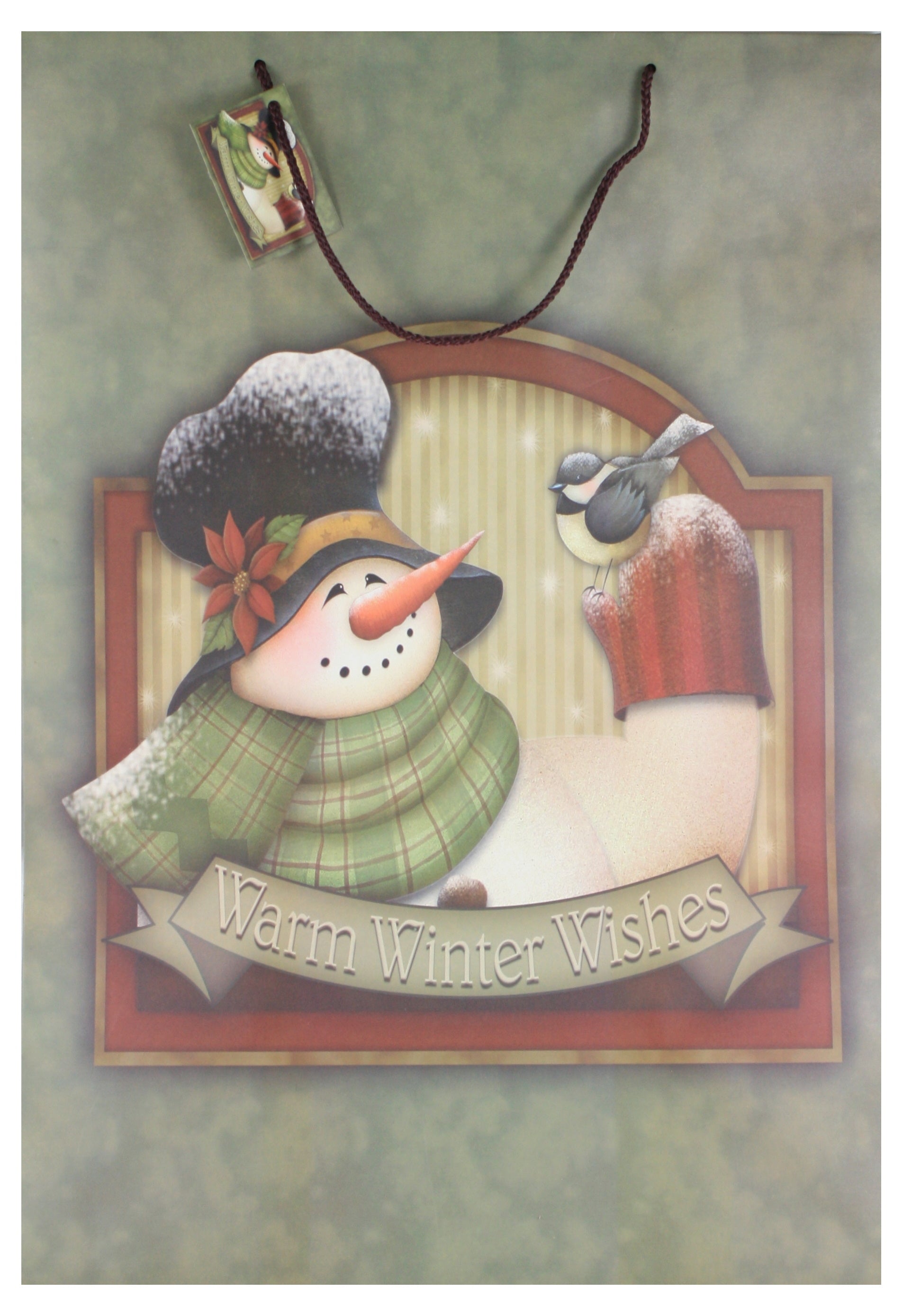 Matte Finish Deluxe Gift Bag - Snowman With Birds - Jumbo - Tampa Home & Garden Store