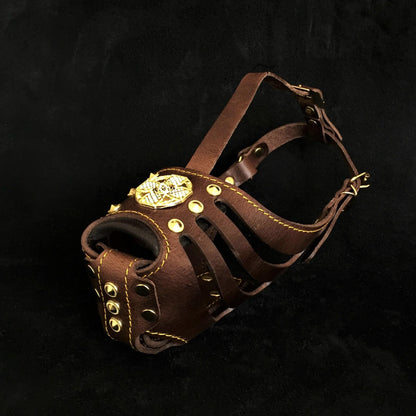 ''Maximus'' Basket Muzzle Brown & Gold - Tampa Home & Garden Store