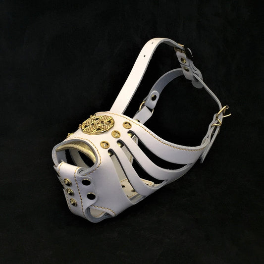 ''Maximus'' Basket Muzzle White & Gold - Tampa Home & Garden Store