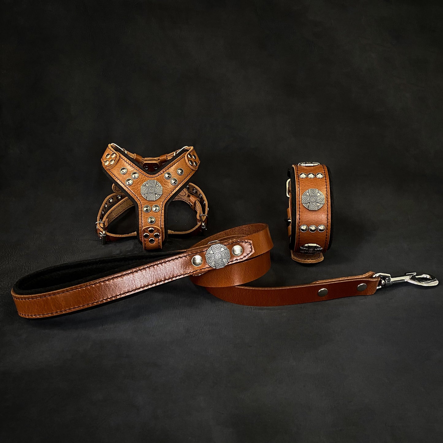 "Maximus Brown&Silver" Small dog SET - Harness - collar - lead - Tampa Home & Garden Store