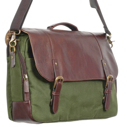Maxwell Leather & Waxed Canvas Briefcase – Premium Laptop Bag & Canvas Briefcase