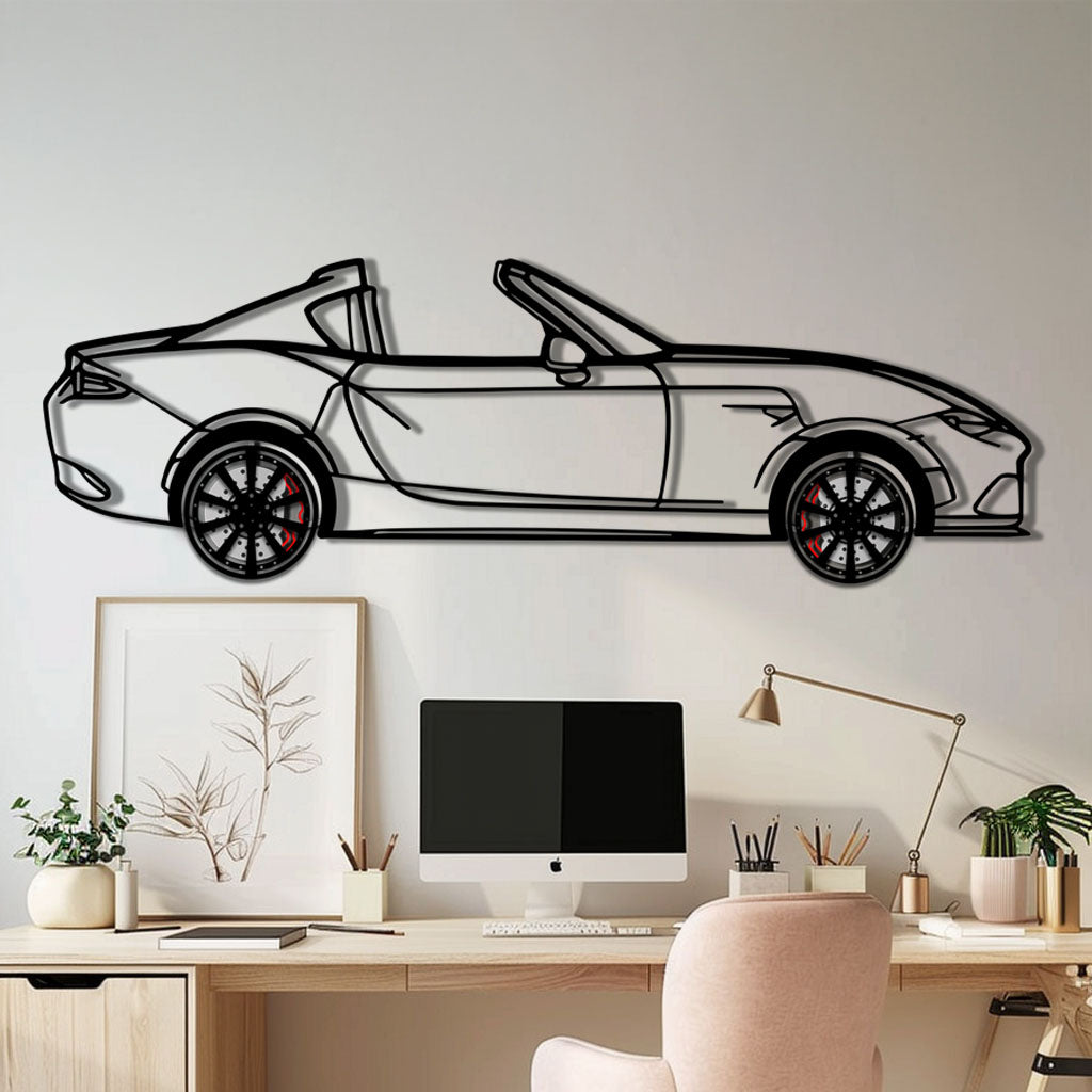 Mazda MX-5 RF Metal Car Wall Art with Rotating Wheels - JDM Roadster Silhouette - Interactive Automotive Wall Decor - KAFMEKA146 - Tampa Home & Garden Store