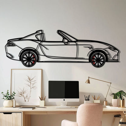 Mazda MX-5 RF Metal Car Wall Art with Rotating Wheels - JDM Roadster Silhouette - Interactive Automotive Wall Decor - KAFMEKA146 - Tampa Home & Garden Store