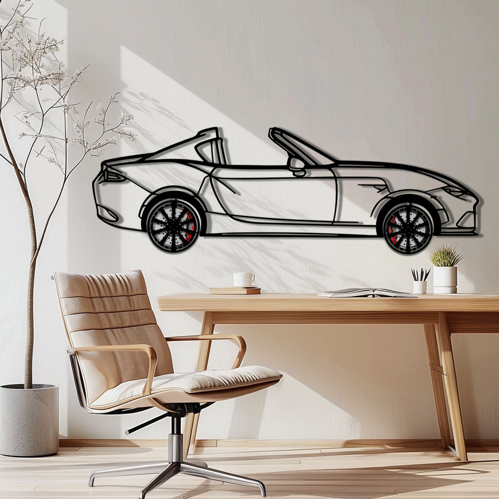 Mazda MX-5 RF Metal Car Wall Art with Rotating Wheels - JDM Roadster Silhouette - Interactive Automotive Wall Decor - KAFMEKA146 - Tampa Home & Garden Store