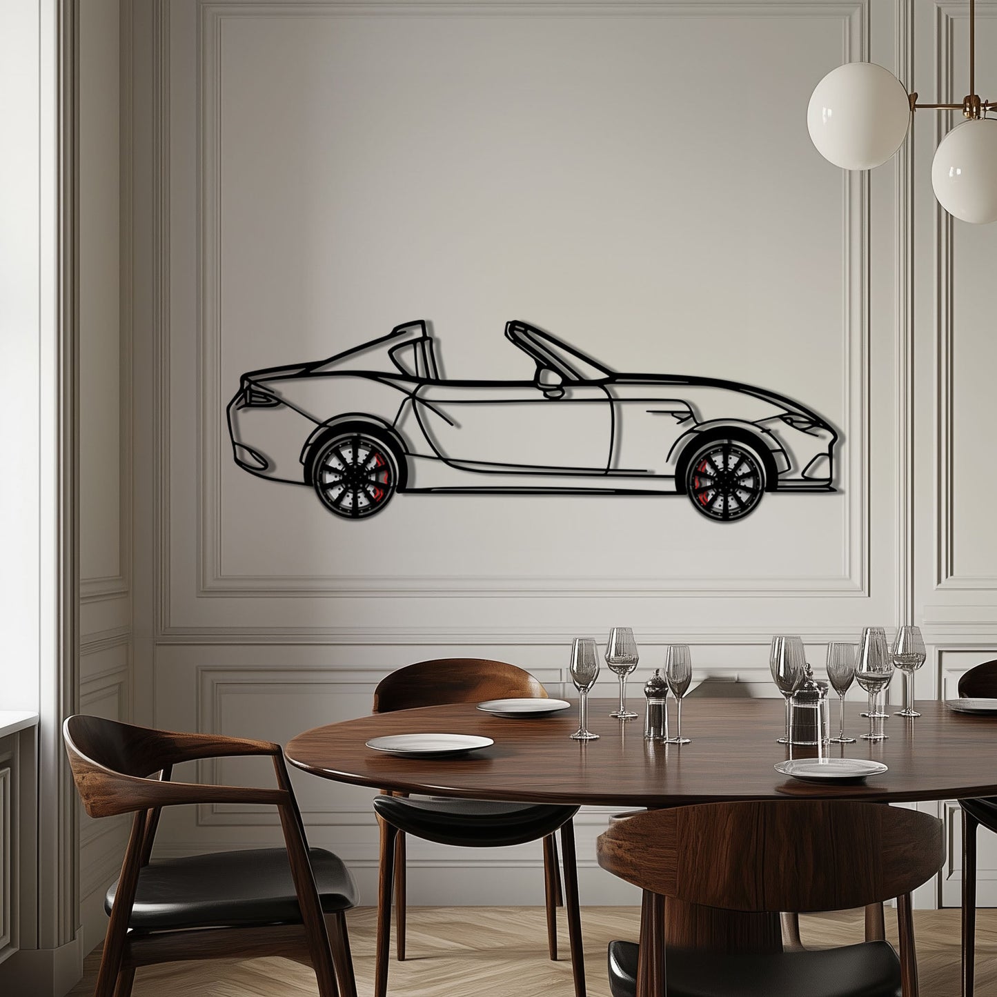 Mazda MX-5 RF Metal Car Wall Art with Rotating Wheels - JDM Roadster Silhouette - Interactive Automotive Wall Decor - KAFMEKA146 - Tampa Home & Garden Store