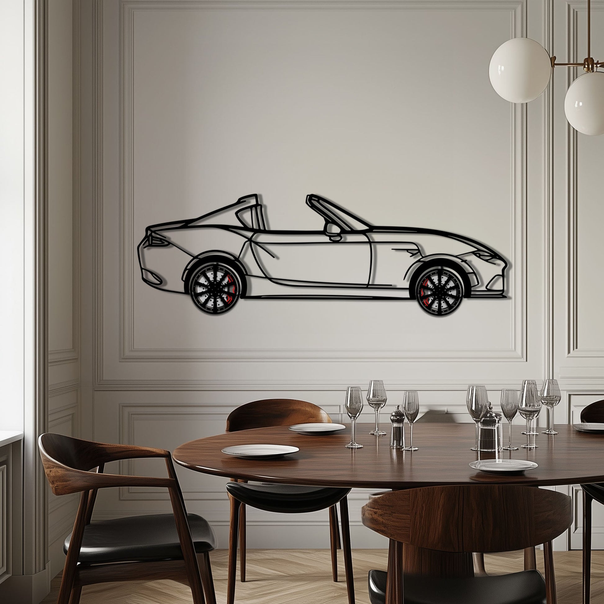Mazda MX-5 RF Metal Car Wall Art with Rotating Wheels - JDM Roadster Silhouette - Interactive Automotive Wall Decor - KAFMEKA146 - Tampa Home & Garden Store