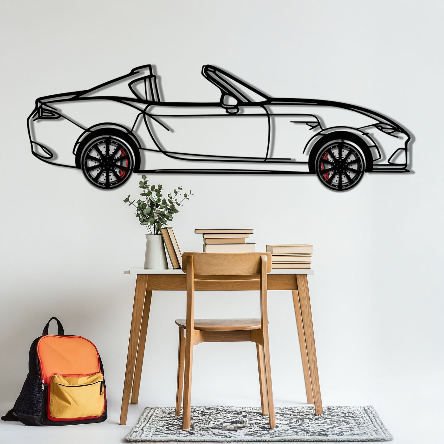 Mazda MX-5 RF Metal Car Wall Art with Rotating Wheels - JDM Roadster Silhouette - Interactive Automotive Wall Decor - KAFMEKA146 - Tampa Home & Garden Store