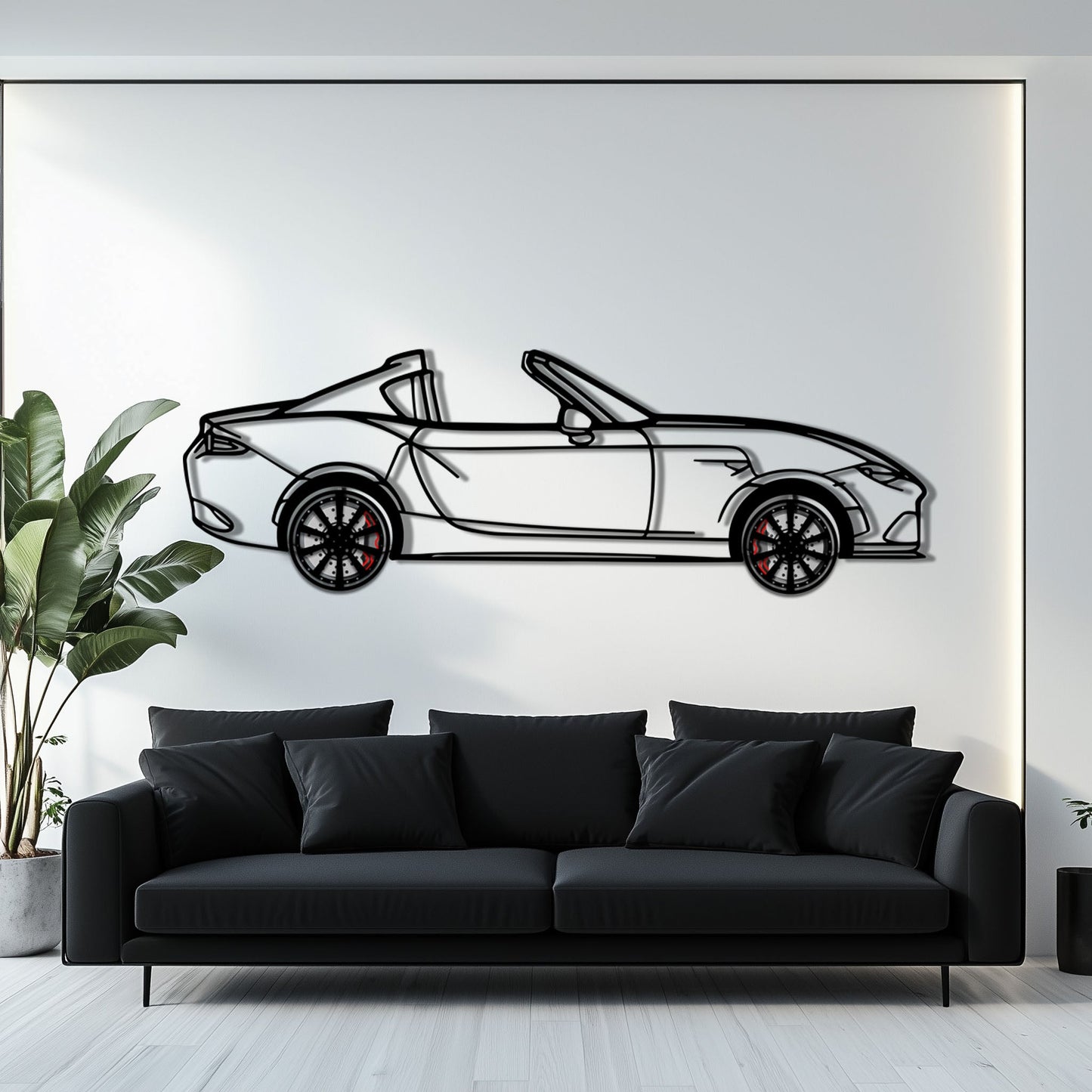 Mazda MX-5 RF Metal Car Wall Art with Rotating Wheels - JDM Roadster Silhouette - Interactive Automotive Wall Decor - KAFMEKA146 - Tampa Home & Garden Store