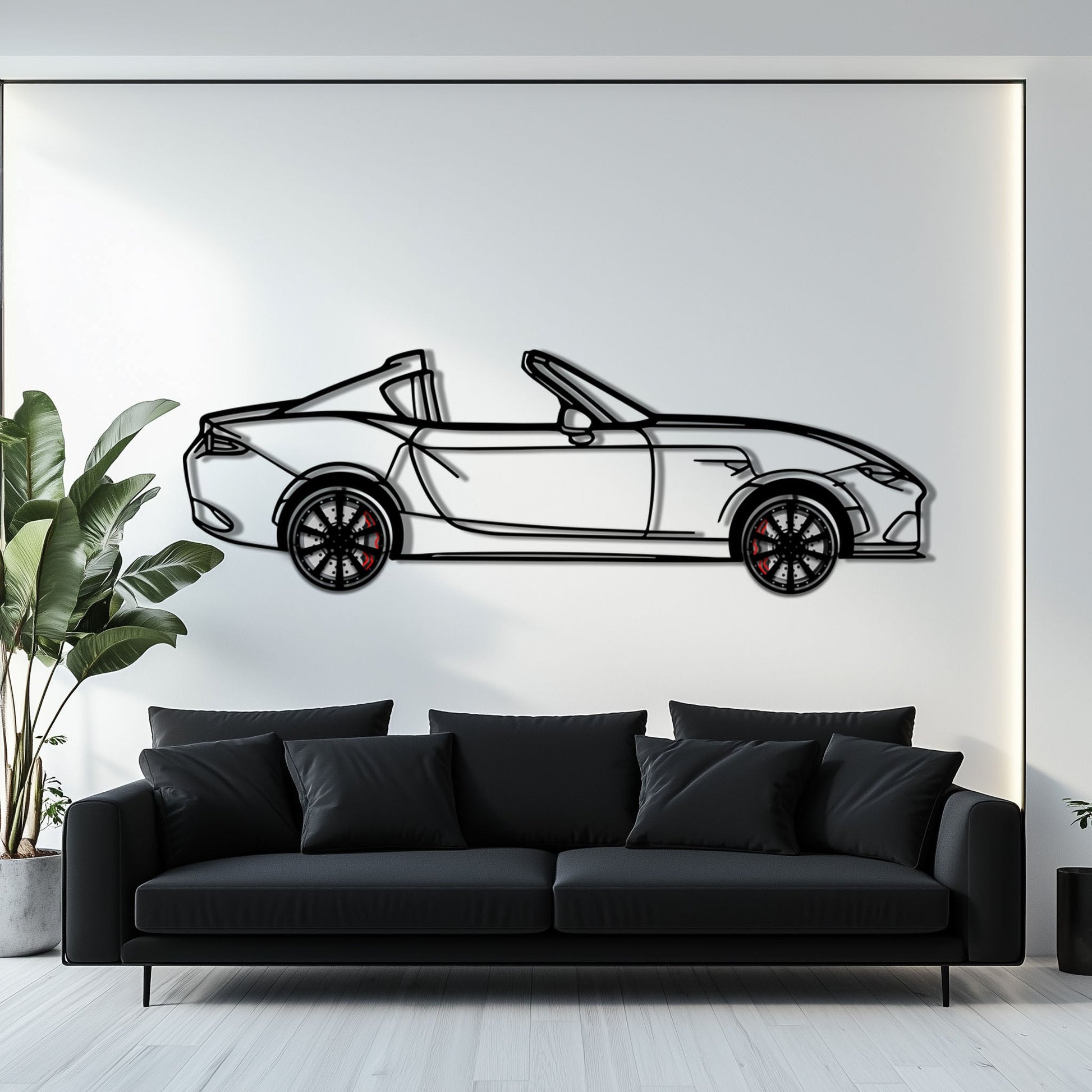 Mazda MX-5 RF Metal Car Wall Art with Rotating Wheels - JDM Roadster Silhouette - Interactive Automotive Wall Decor - KAFMEKA146 - Tampa Home & Garden Store