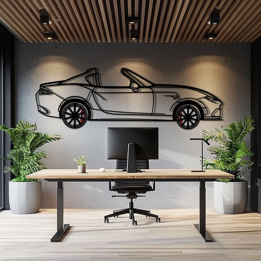 Mazda MX-5 RF Metal Car Wall Art with Rotating Wheels - JDM Roadster Silhouette - Interactive Automotive Wall Decor - KAFMEKA146 - Tampa Home & Garden Store