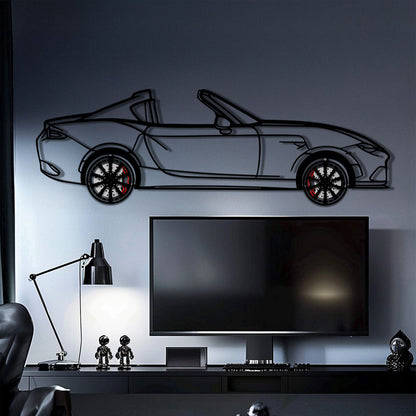 Mazda MX-5 RF Metal Car Wall Art with Rotating Wheels - JDM Roadster Silhouette - Interactive Automotive Wall Decor - KAFMEKA146 - Tampa Home & Garden Store