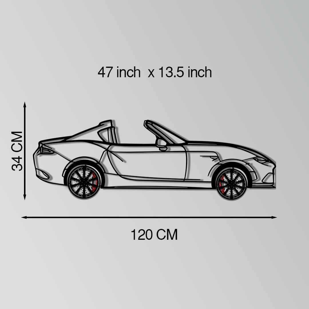 Mazda MX-5 RF Metal Car Wall Art with Rotating Wheels - JDM Roadster Silhouette - Interactive Automotive Wall Decor - KAFMEKA146 - Tampa Home & Garden Store