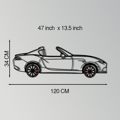 Mazda MX-5 RF Metal Car Wall Art with Rotating Wheels - JDM Roadster Silhouette - Interactive Automotive Wall Decor - KAFMEKA146 - Tampa Home & Garden Store