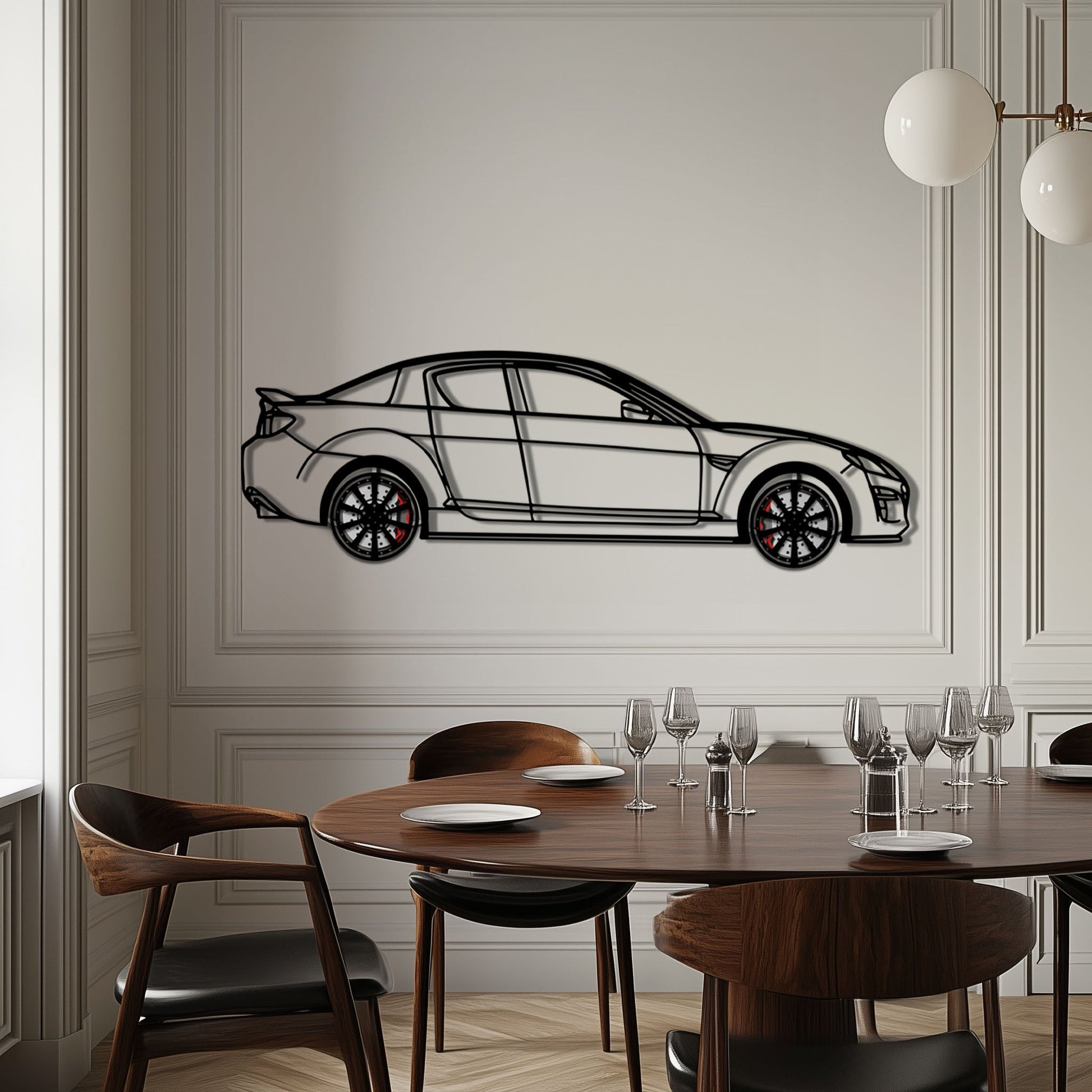 Mazda RX-8 Metal Car Wall Art with Rotating Wheels - Rotary Engine Silhouette - Interactive JDM Automotive Wall Decor - KAFMEKA148 - Tampa Home & Garden Store