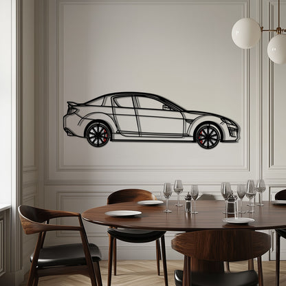Mazda RX-8 Metal Car Wall Art with Rotating Wheels - Rotary Engine Silhouette - Interactive JDM Automotive Wall Decor - KAFMEKA148 - Tampa Home & Garden Store