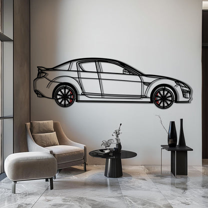Mazda RX-8 Metal Car Wall Art with Rotating Wheels - Rotary Engine Silhouette - Interactive JDM Automotive Wall Decor - KAFMEKA148 - Tampa Home & Garden Store