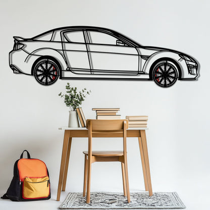Mazda RX-8 Metal Car Wall Art with Rotating Wheels - Rotary Engine Silhouette - Interactive JDM Automotive Wall Decor - KAFMEKA148 - Tampa Home & Garden Store