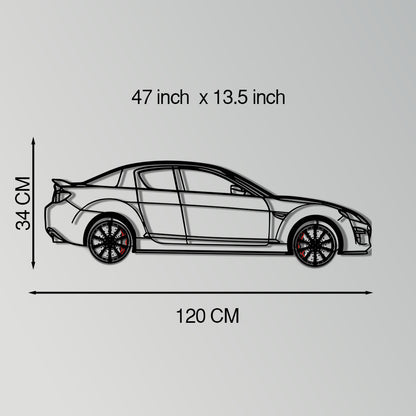 Mazda RX-8 Metal Car Wall Art with Rotating Wheels - Rotary Engine Silhouette - Interactive JDM Automotive Wall Decor - KAFMEKA148 - Tampa Home & Garden Store
