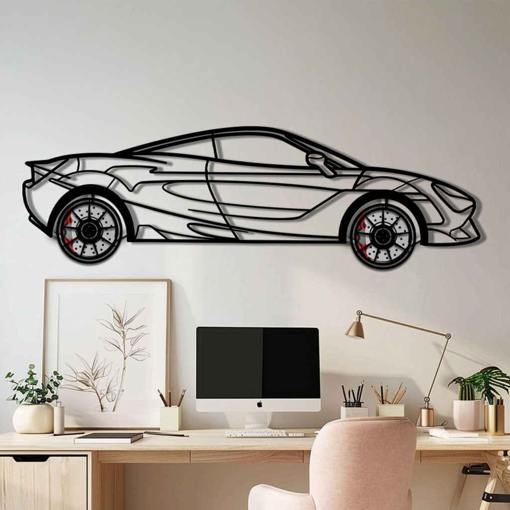 McLaren 720S Metal Car Wall Art with Rotating Wheels - British Supercar Silhouette - Interactive Automotive Wall Decor - KAFMEKA149 - Tampa Home & Garden Store