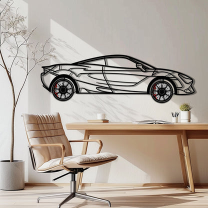McLaren 720S Metal Car Wall Art with Rotating Wheels - British Supercar Silhouette - Interactive Automotive Wall Decor - KAFMEKA149 - Tampa Home & Garden Store