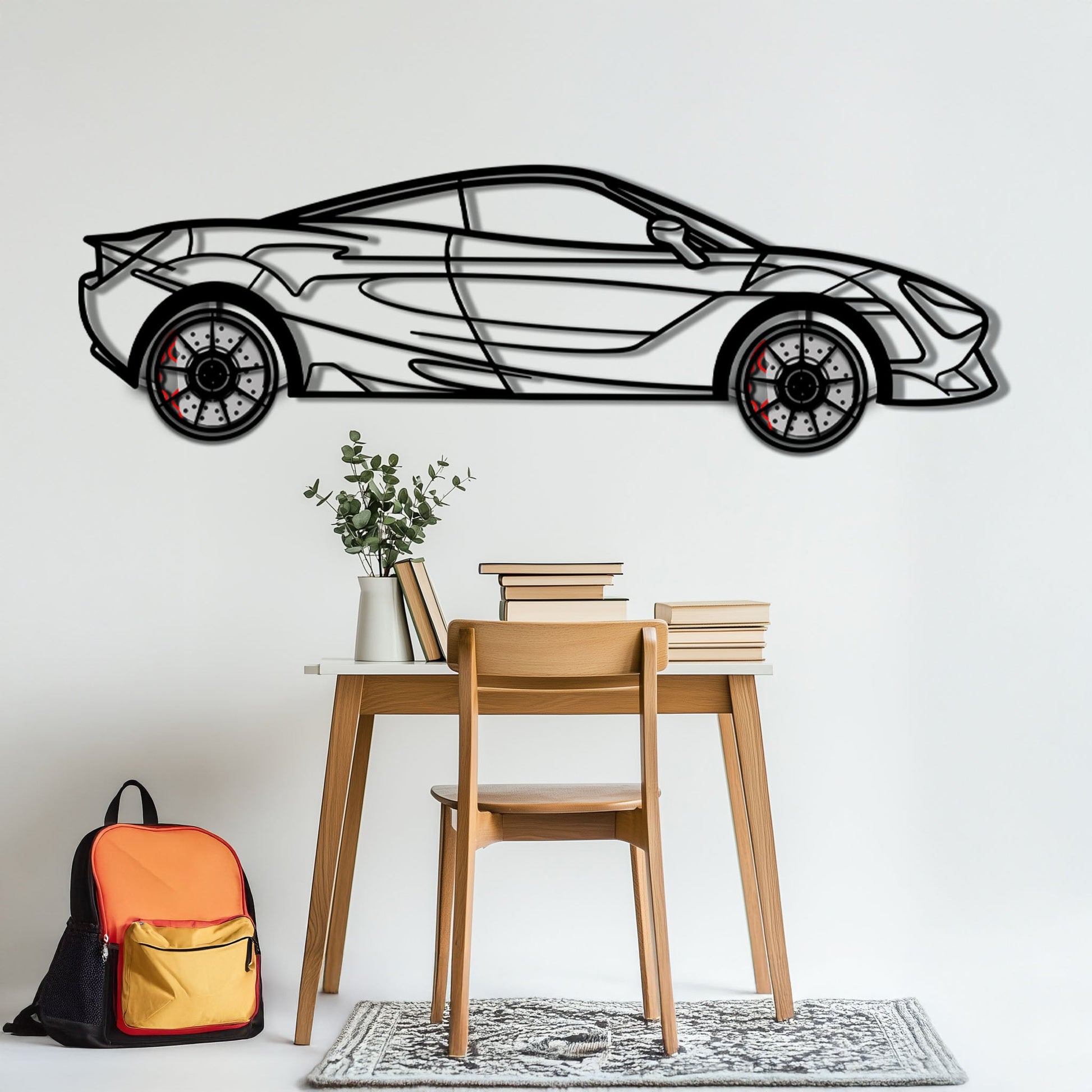 McLaren 720S Metal Car Wall Art with Rotating Wheels - British Supercar Silhouette - Interactive Automotive Wall Decor - KAFMEKA149 - Tampa Home & Garden Store