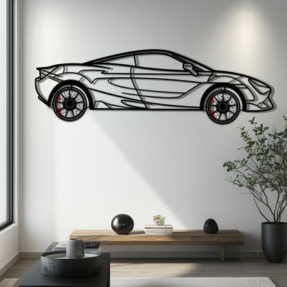 McLaren 720S Metal Car Wall Art with Rotating Wheels - British Supercar Silhouette - Interactive Automotive Wall Decor - KAFMEKA149 - Tampa Home & Garden Store
