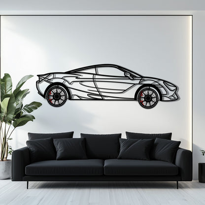 McLaren 720S Metal Car Wall Art with Rotating Wheels - British Supercar Silhouette - Interactive Automotive Wall Decor - KAFMEKA149 - Tampa Home & Garden Store