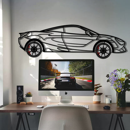 McLaren 720S Metal Car Wall Art with Rotating Wheels - British Supercar Silhouette - Interactive Automotive Wall Decor - KAFMEKA149 - Tampa Home & Garden Store