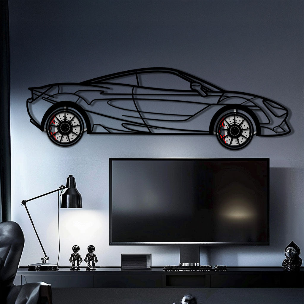 McLaren 720S Metal Car Wall Art with Rotating Wheels - British Supercar Silhouette - Interactive Automotive Wall Decor - KAFMEKA149 - Tampa Home & Garden Store