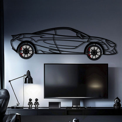 McLaren 720S Metal Car Wall Art with Rotating Wheels - British Supercar Silhouette - Interactive Automotive Wall Decor - KAFMEKA149 - Tampa Home & Garden Store