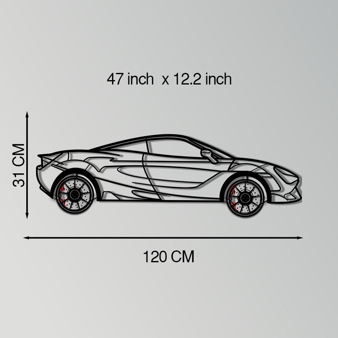 McLaren 720S Metal Car Wall Art with Rotating Wheels - British Supercar Silhouette - Interactive Automotive Wall Decor - KAFMEKA149 - Tampa Home & Garden Store