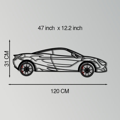 McLaren 720S Metal Car Wall Art with Rotating Wheels - British Supercar Silhouette - Interactive Automotive Wall Decor - KAFMEKA149 - Tampa Home & Garden Store
