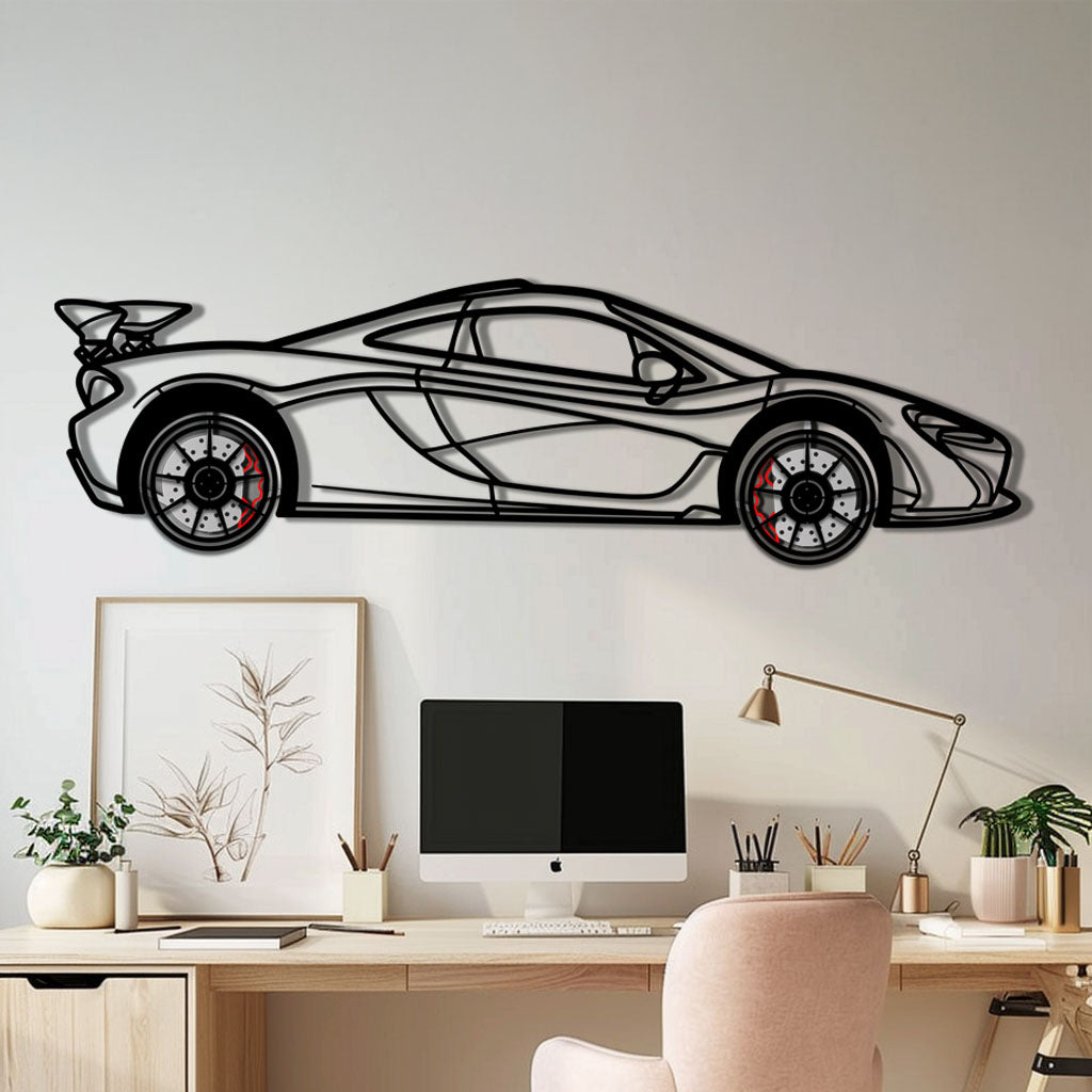 McLaren P1 Metal Car Wall Art with Rotating Wheels - Ultimate Hybrid Hypercar Silhouette - Interactive Automotive Wall Decor - KAFMEKA150 - Tampa Home & Garden Store