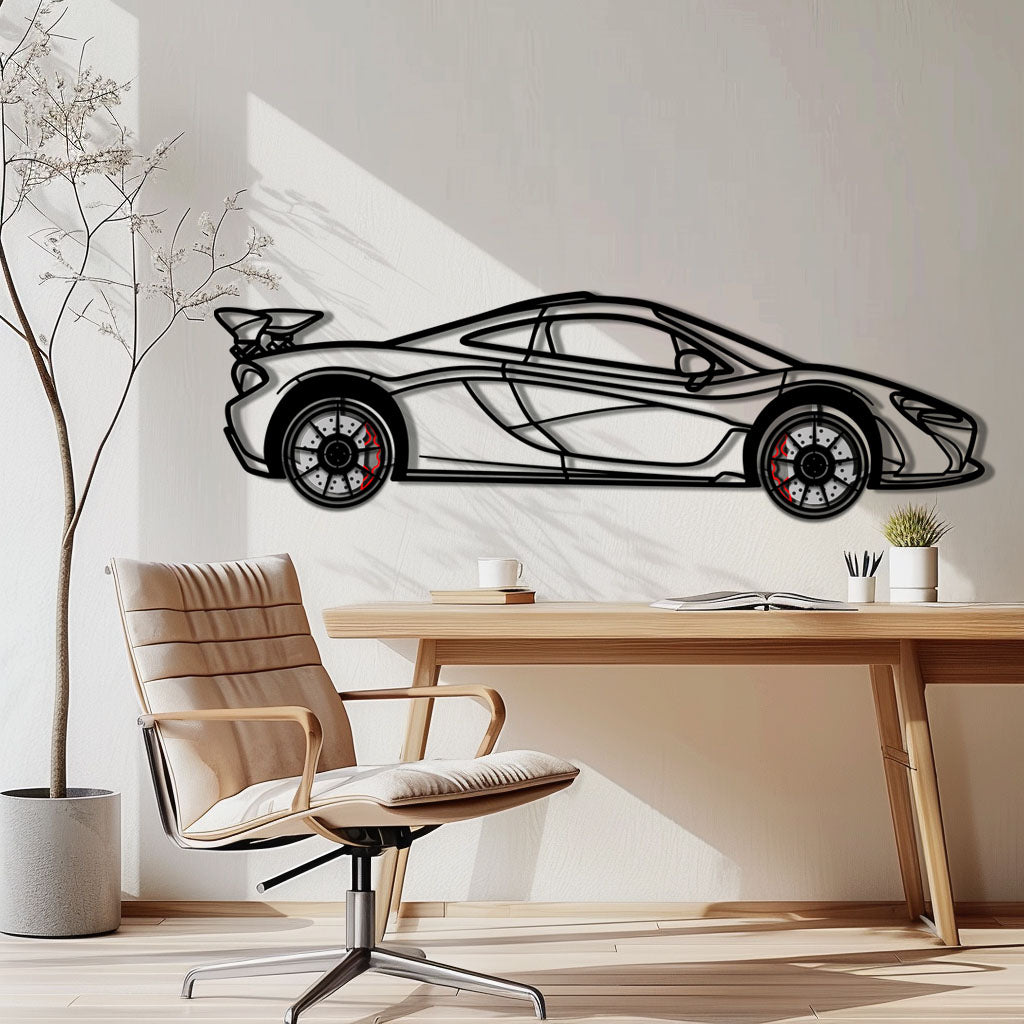 McLaren P1 Metal Car Wall Art with Rotating Wheels - Ultimate Hybrid Hypercar Silhouette - Interactive Automotive Wall Decor - KAFMEKA150 - Tampa Home & Garden Store